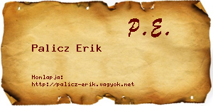 Palicz Erik névjegykártya